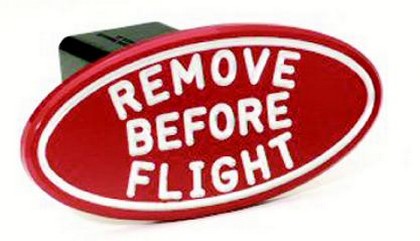 Red Remove Before Flight Oval Billet Hitch Cover